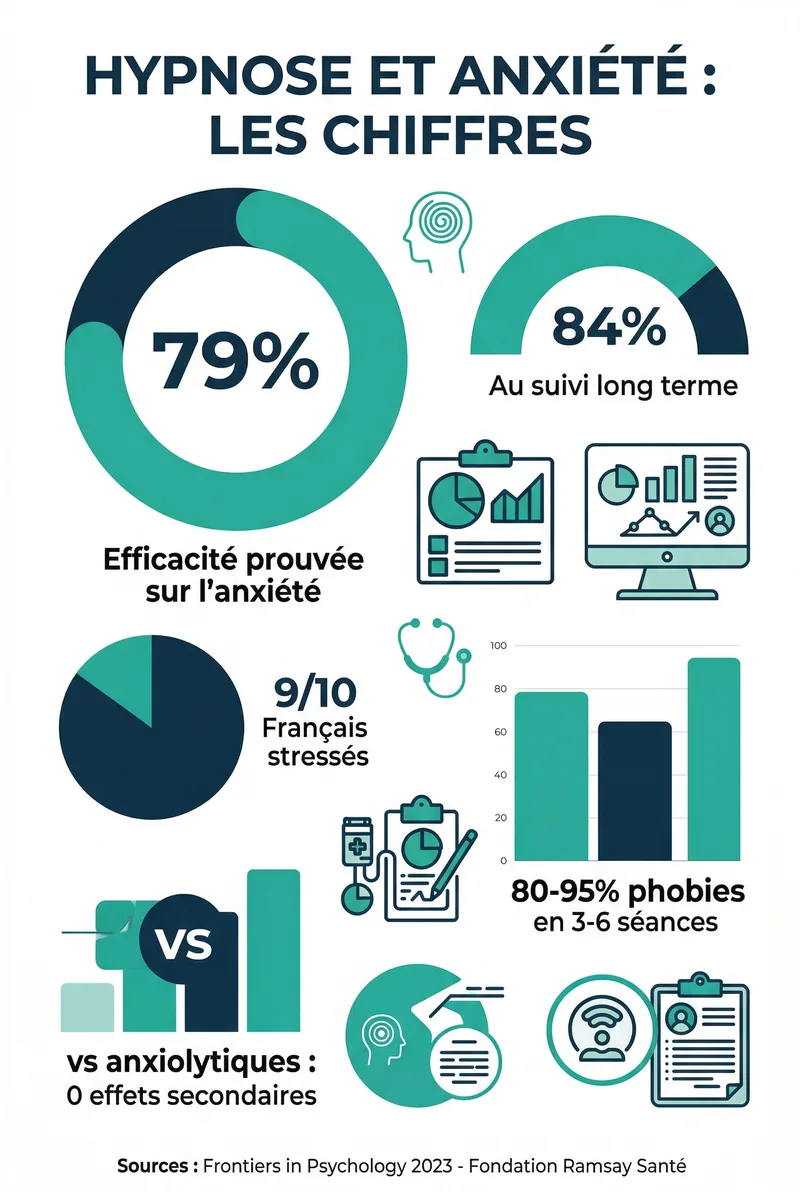 Infographie : hypnose et anxiété - 79% d efficacité prouvée